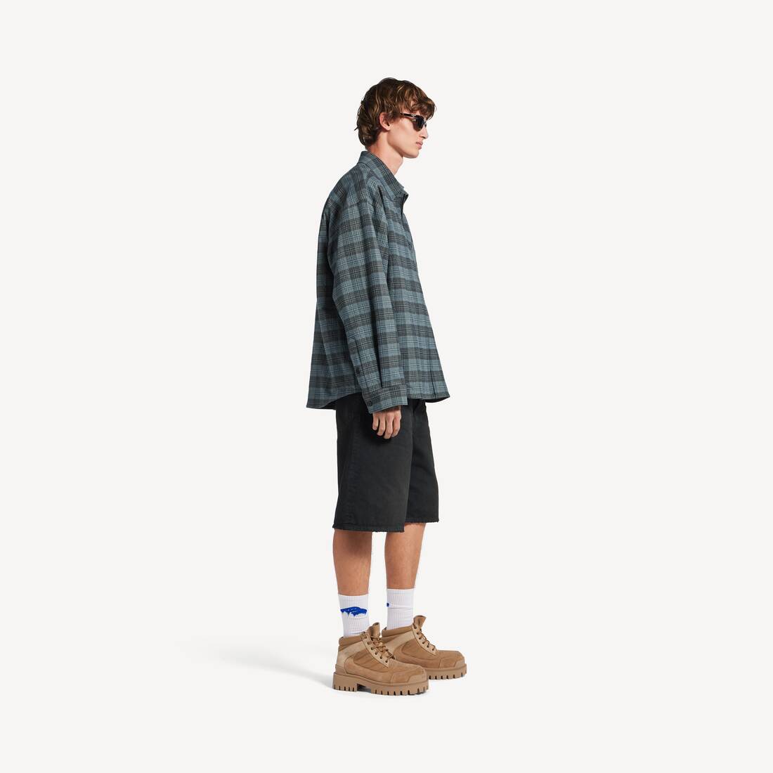 Men's Padded Overshirt in Blue | Balenciaga United States EN - Image 3