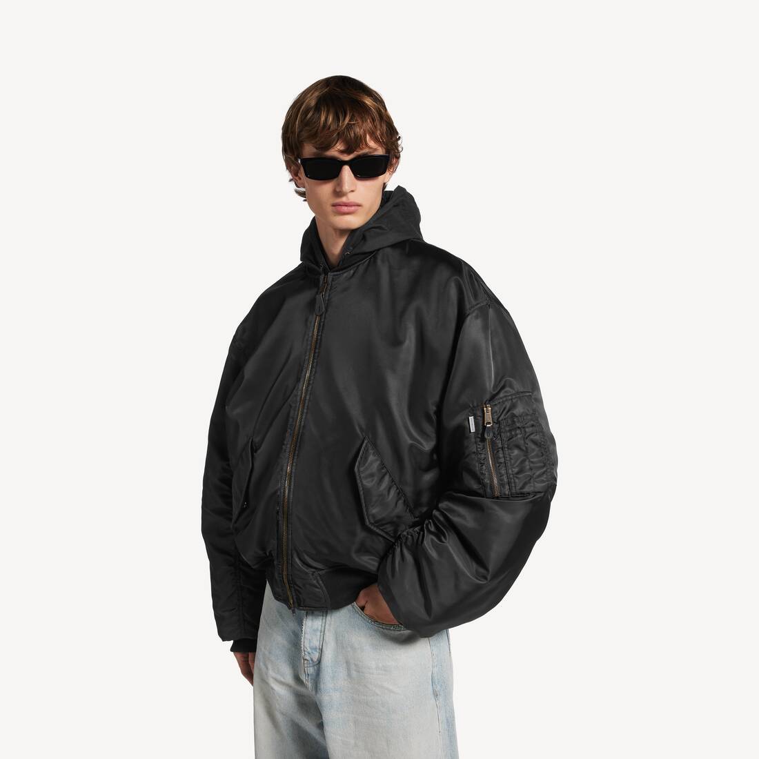 Bomber &Agrave; Capuche pour Homme en Noir | Balenciaga Belgique FR - Image 5