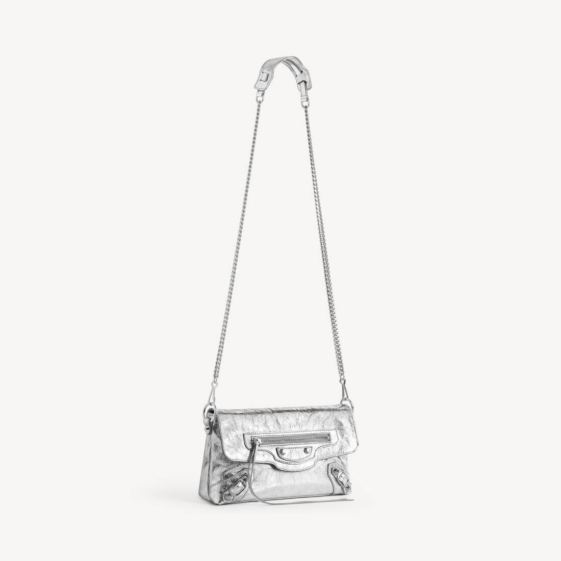Women's Le City Clutch With Chain in Silver | Balenciaga Estonia EN - Image 2