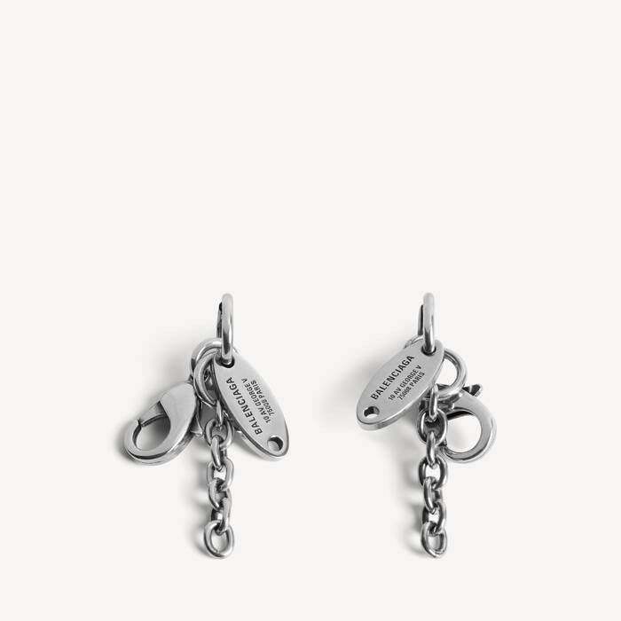 Women's Everyday Chain Earrings in Antique Silver - Women | Balenciaga United Kingdom EN - Image 1
