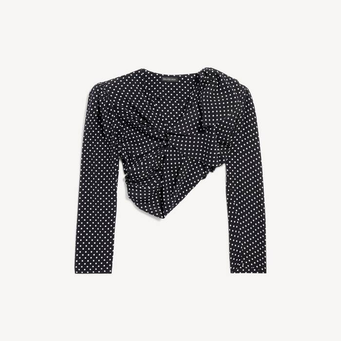 Women's Tucked-in Blouse in Black/ecru - Women | Balenciaga Canada EN - Image 2