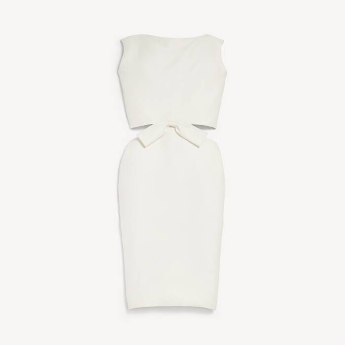 Women's Draped Back Bow Dress in Ivory - Women | Balenciaga Denmark EN - Image 2