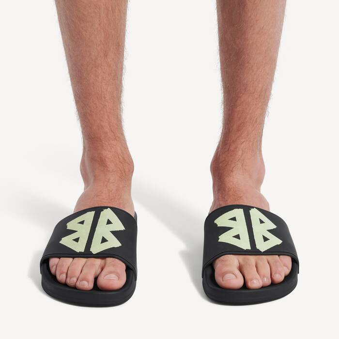 Sandali Slide Pool  da Uomo in Nero/giallo - Uomo | Balenciaga Italia IT - Image 3