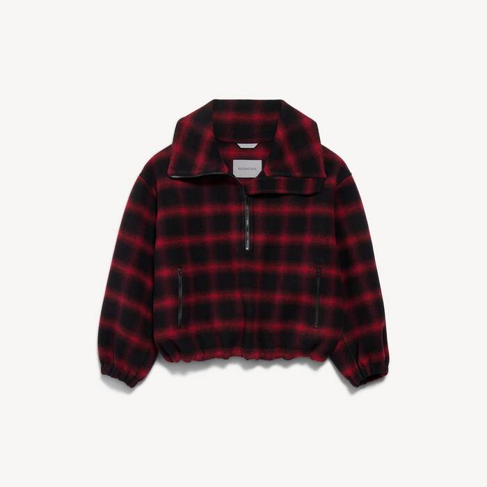 Men's High Collar Half Zip Outerwear in Black/red - Men | Balenciaga Australia EN - Image 2
