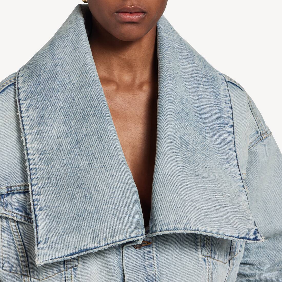 Women's Standing Collar Boxy Jacket in Bleach Light Bleu | Balenciaga United States EN - Image 6