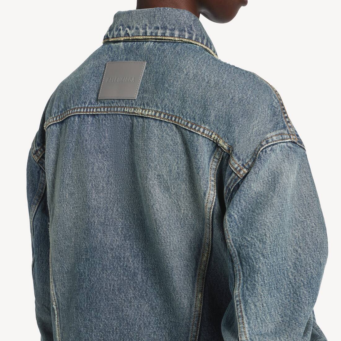 Women's Kick Denim Jacket in Dirty Vintage Blue | Balenciaga Taiwan Region EN - Image 6