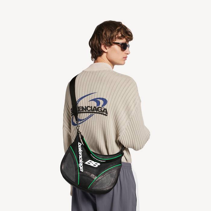 Borsa Messenger Hobo Biker Piccola da Uomo in Nero - Uomo | Balenciaga Italia IT - Image 2