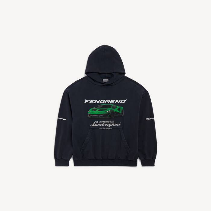 Balenciaga | Automobili Lamborghini Hoodie Mittlere Passform f&uuml;r Herren in Verblasstes Verwaschenes Schwarz - Herren | Balenciaga Deutschland DE - Image 1