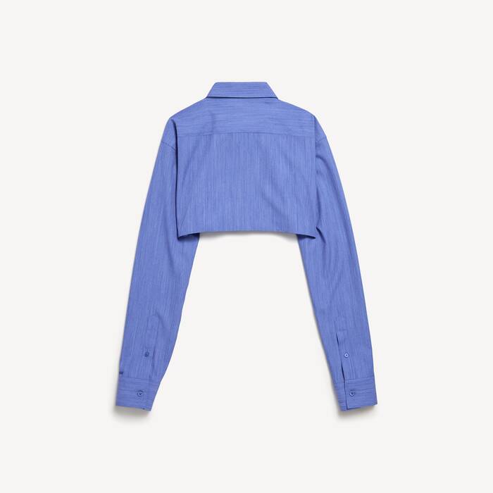 Camicia Cropped da Donna in Blu - Donna | Balenciaga Italia IT - Image 2