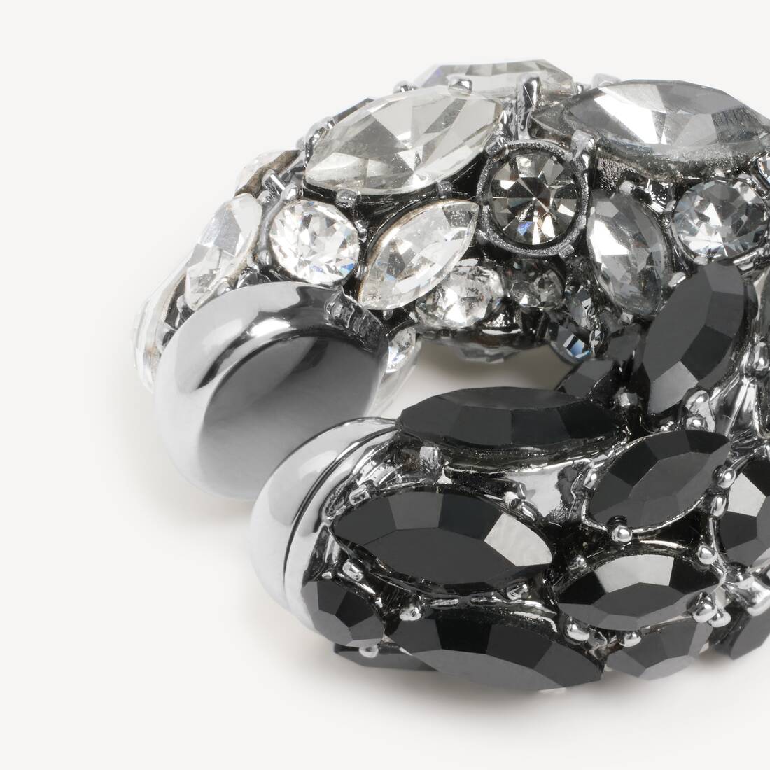 Women's Eisa Xs Ear Cuff in Black/crystal/dark Ruthenium | Balenciaga United States EN - Image 3
