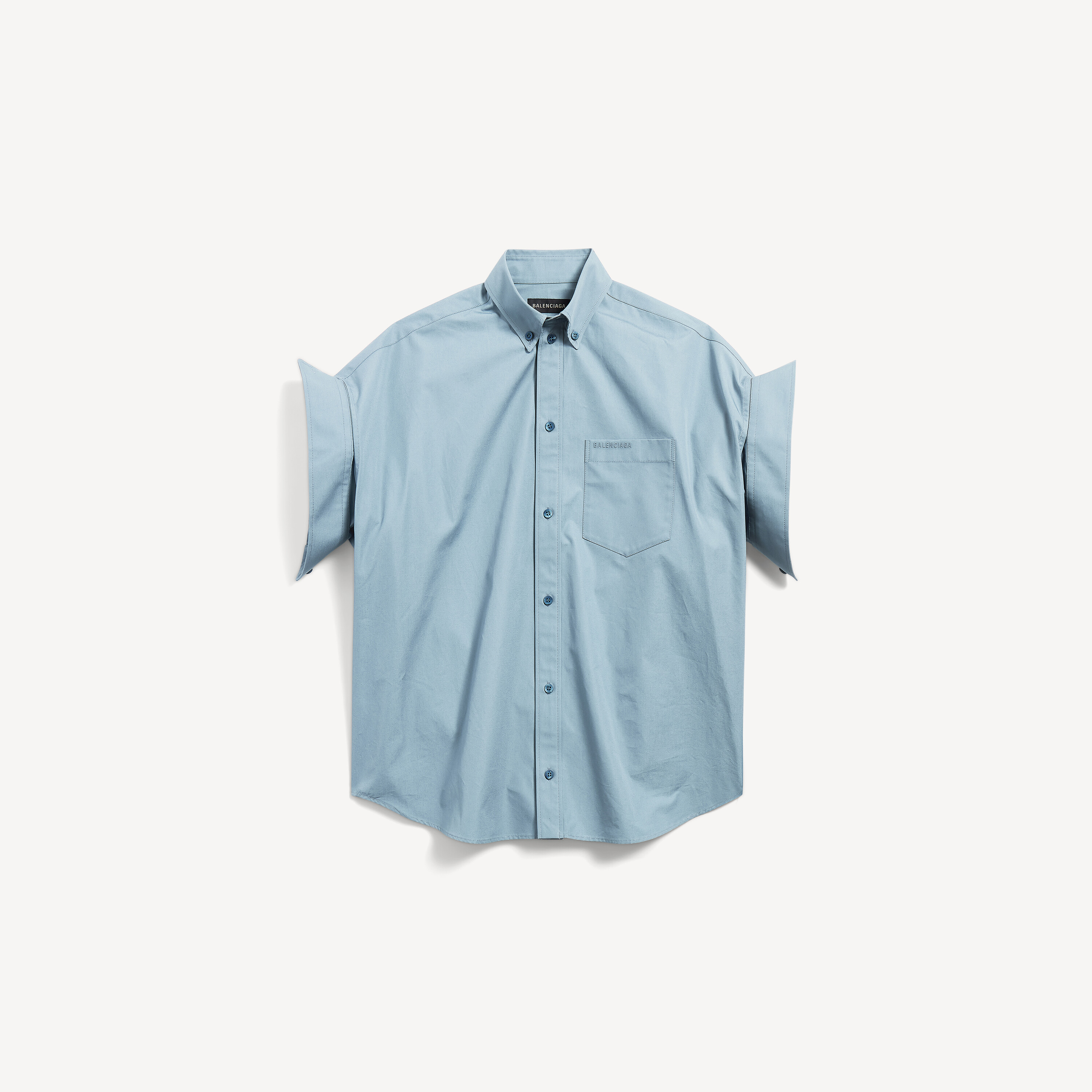 Women's Tucked Sleeve Shirt in Grey Blue