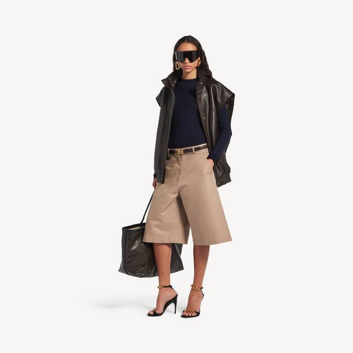 Women's Bermuda Shorts in Dune - Women | Balenciaga Kuwait EN - Image 1