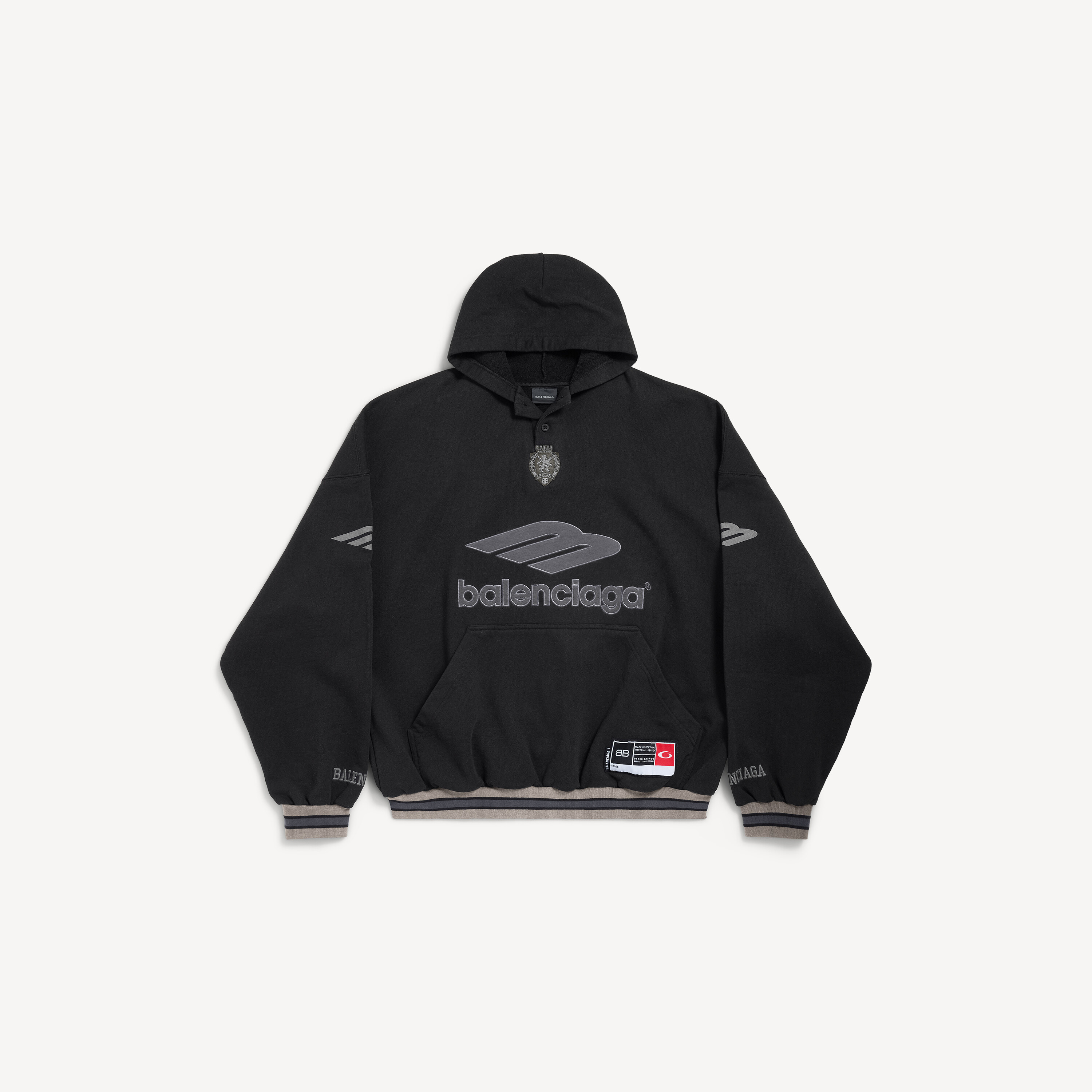 Men's 3b Football Polo Hoodie in Black/anthracite