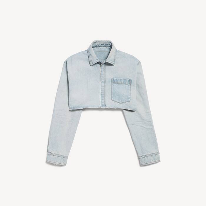 Camisa Corta para Mujer en Azul Claro - Mujer | Balenciaga Espa&ntilde;a ES - Image 2