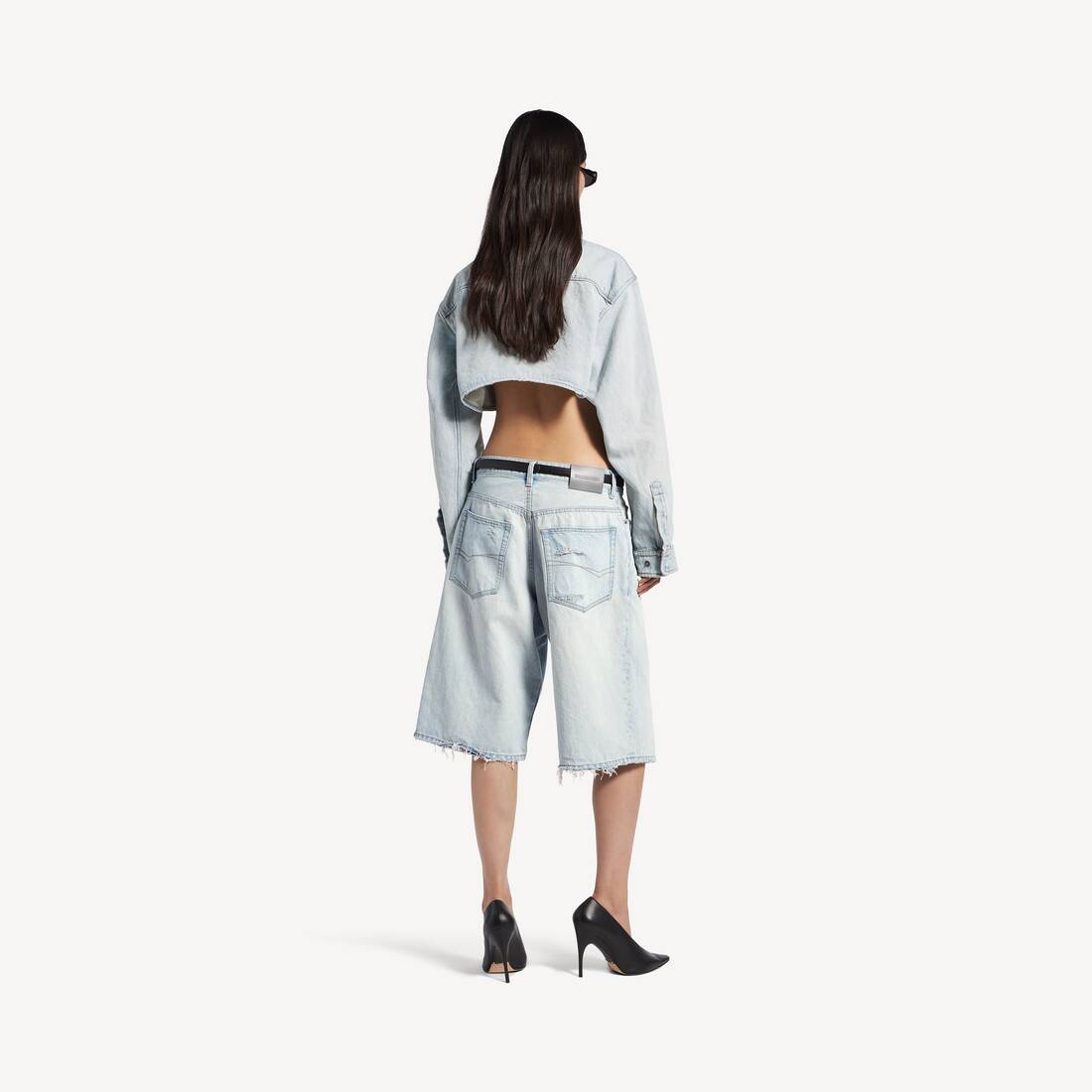 Camisa Corta para Mujer en Azul Claro | Balenciaga Espa&ntilde;a ES - Image 4