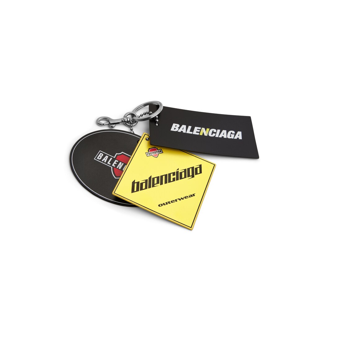 Men's Keychain 3 Tags Charm in Black/yellow/red
