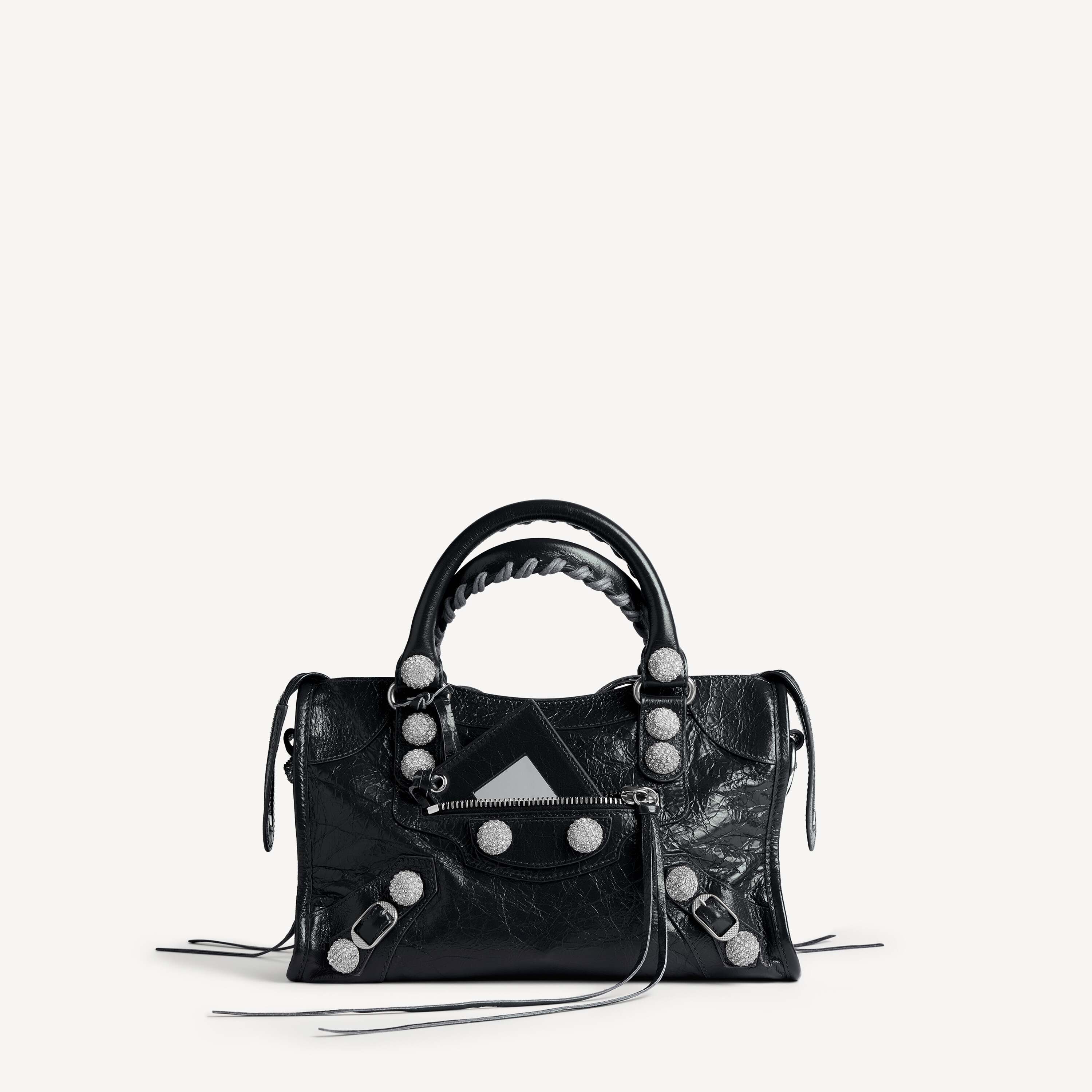 Women's Le City Bag Small Giant Studs With Rhinestones in Black