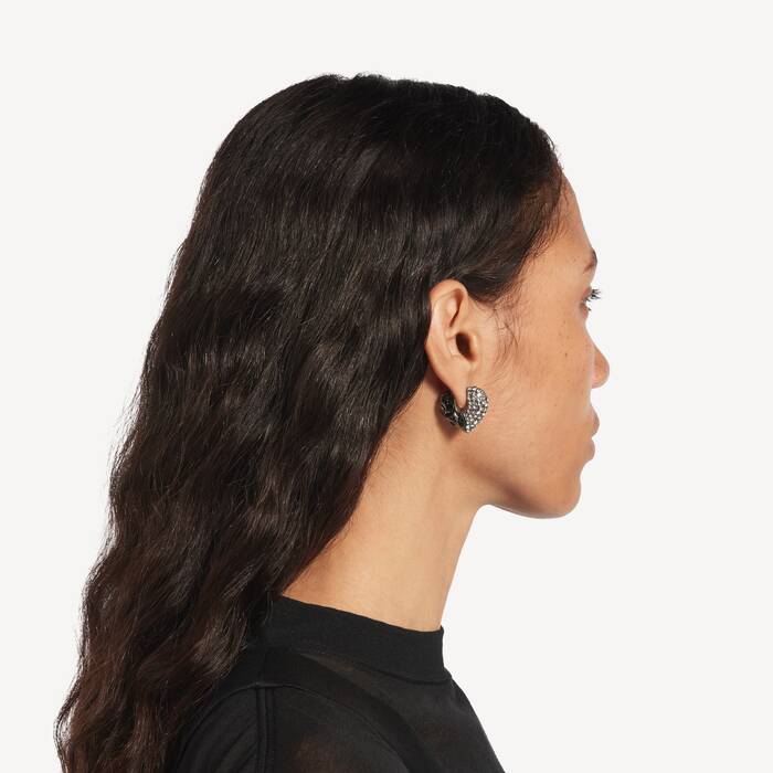Women's Midnight Xs Earrings in Silver - Women | Balenciaga Hong Kong SAR EN - Image 2