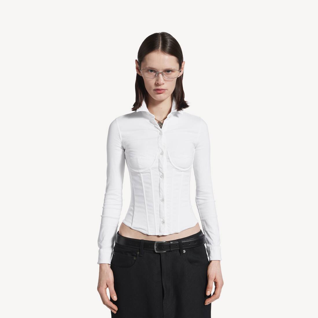 Chemise Corset&eacute;e pour Femme en Blanc | Balenciaga Belgique FR - Image 5