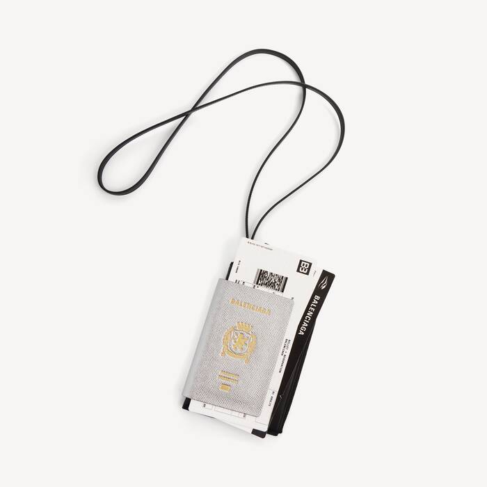 Men's Passport Phone Holder in Silver - Men | Balenciaga Australia EN - Image 1