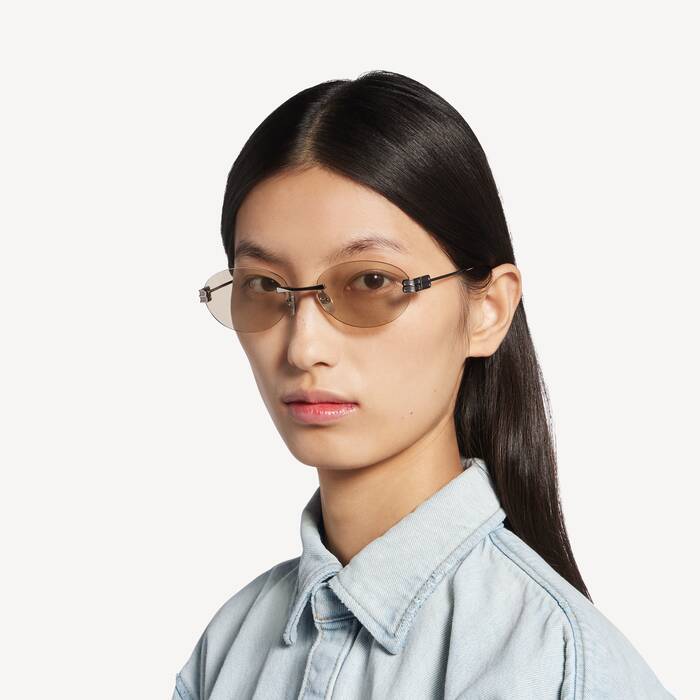 Gossip Oval Af Sunglasses in Dark Ruthenium/brown | Balenciaga Netherlands EN - Image 3