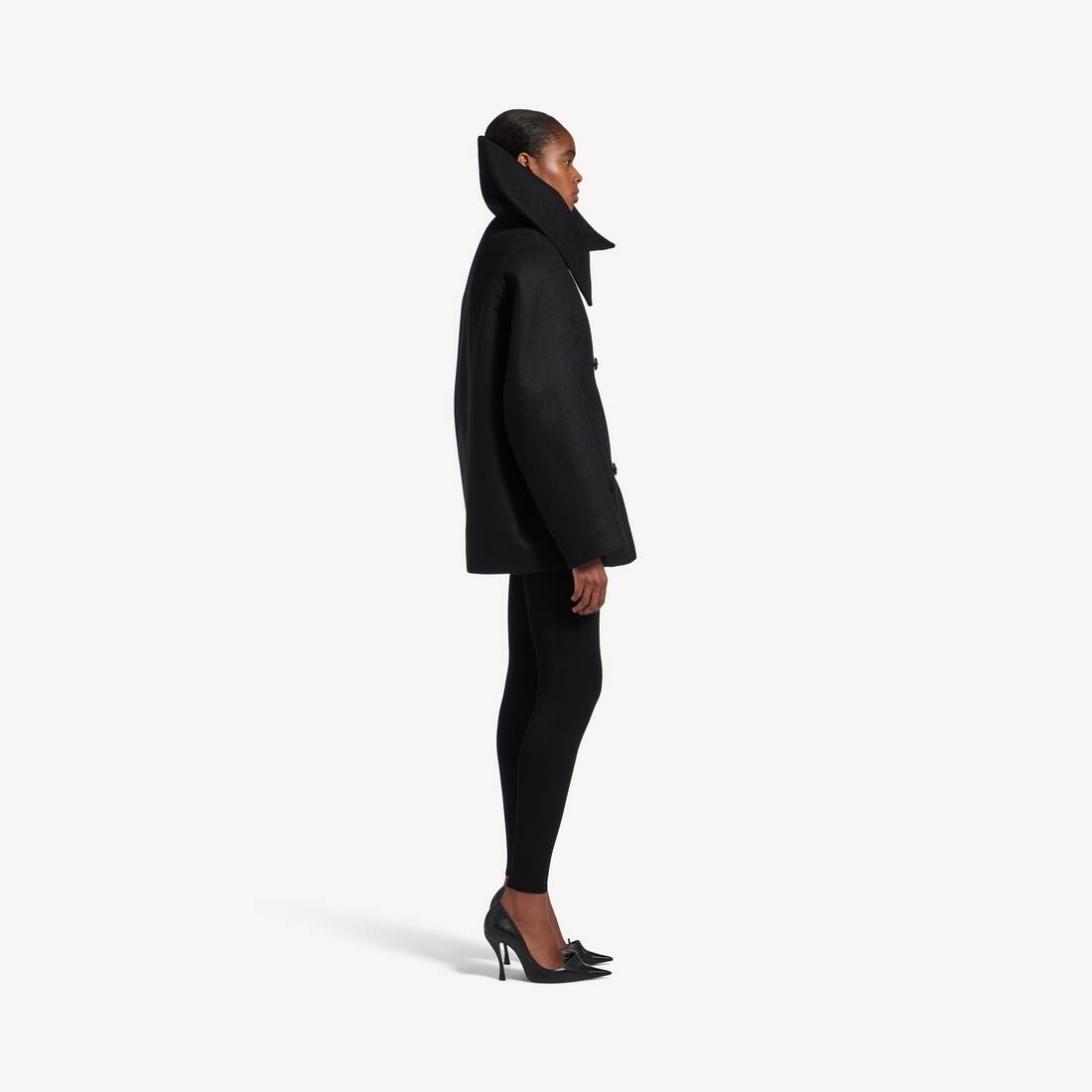 ブラック の ウィメンズ ハイカラー ピーコート | Balenciaga 日本 JA - Image 3