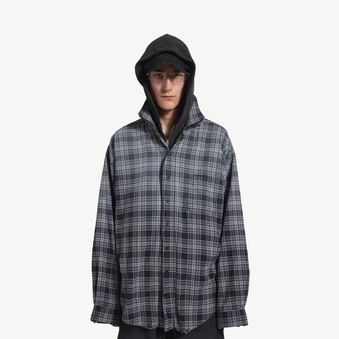 Men's Zip-up Shirt in Grey | Balenciaga Canada EN - Image 5