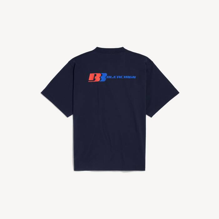 Women's Bb Polo Large Fit T-shirt in Navy - Women | Balenciaga Thailand EN - Image 2