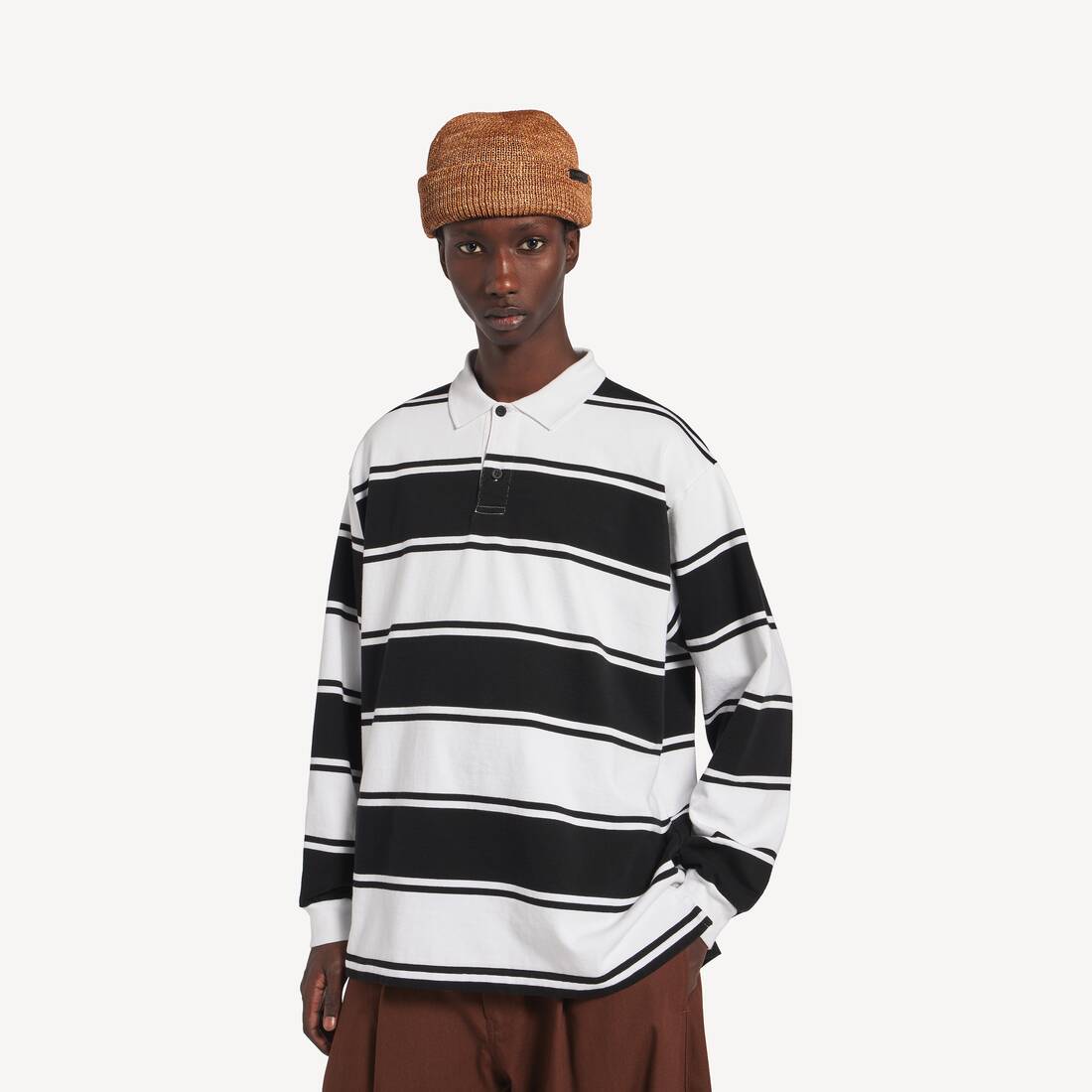 Men's Long Sleeve Polo in Black/white | Balenciaga United States EN - Image 5