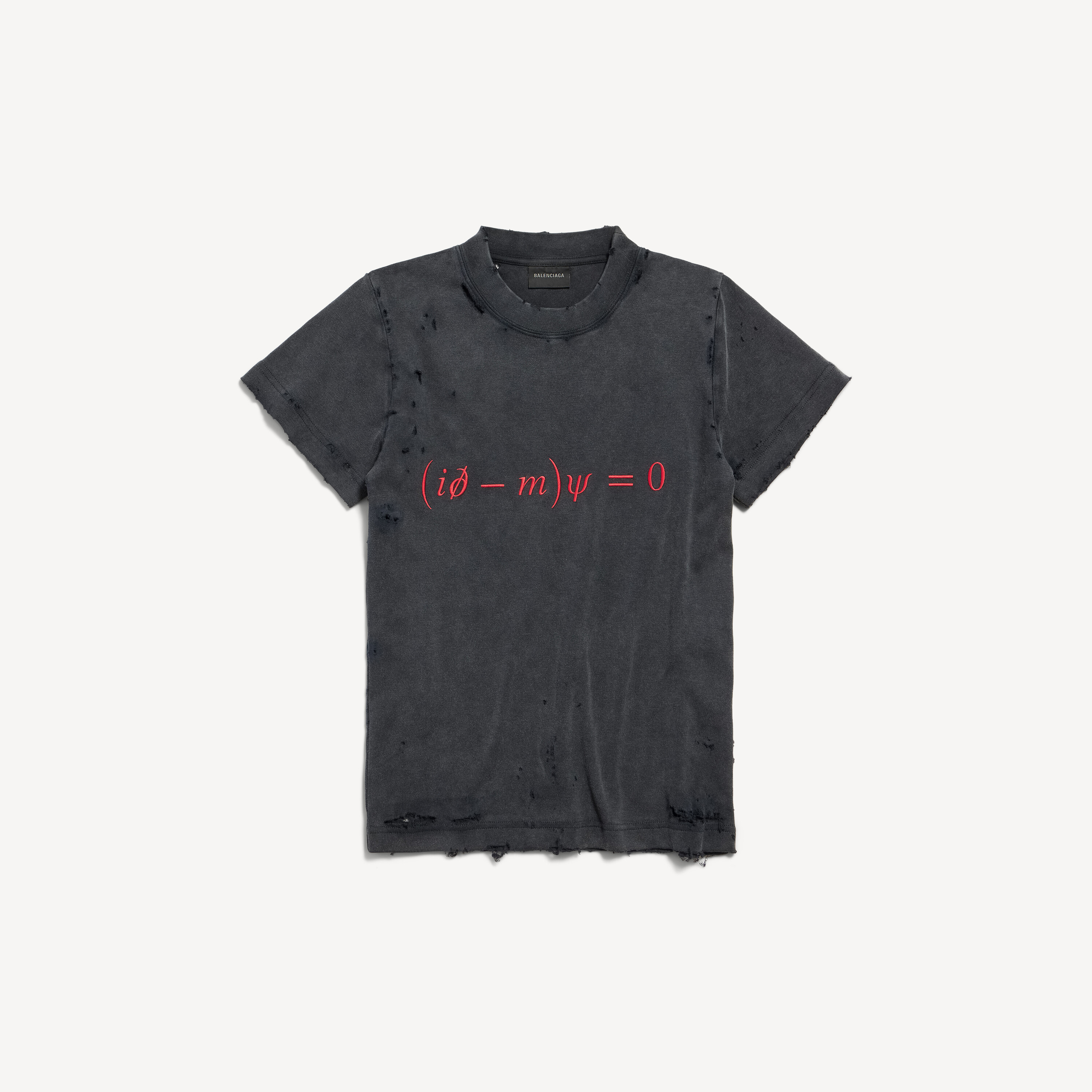 Women's Dirac Equation Fitted T-shirt in Washed Black/red