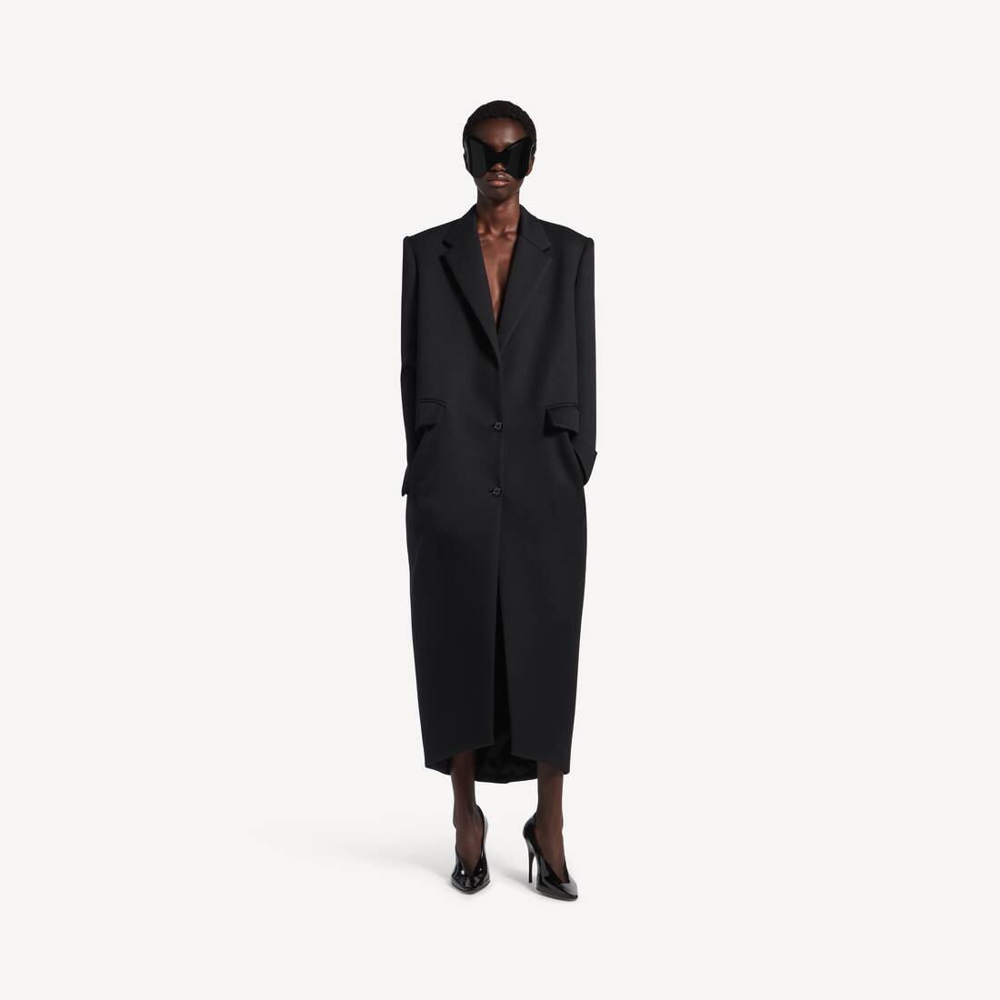 Women's Long Sack Coat in Black | Balenciaga Hong Kong SAR EN - Image 2