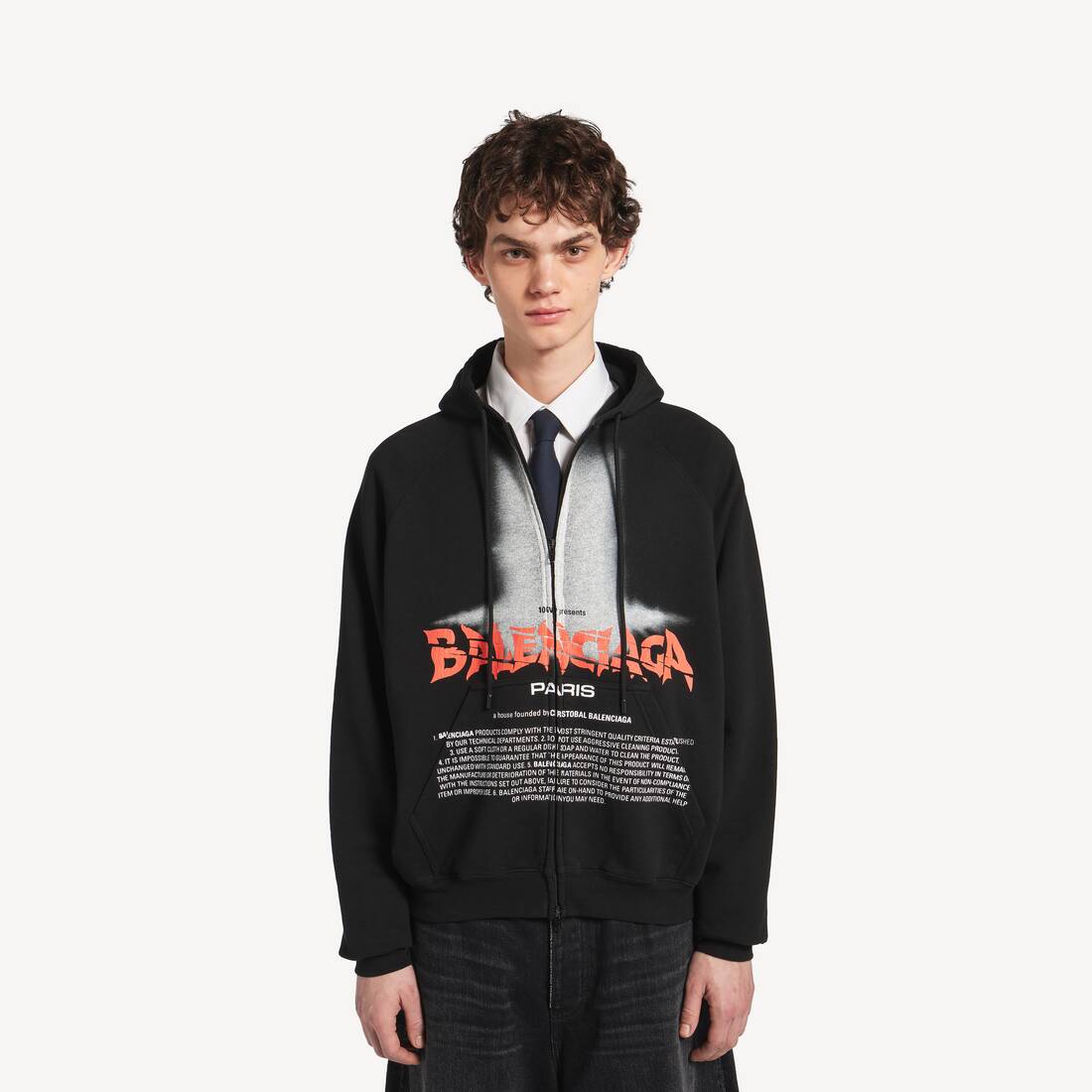 Sudadera Con Capucha Y Cremallera The Door Oversize para Hombre en Negro | Balenciaga Estados Unidos ES - Image 5