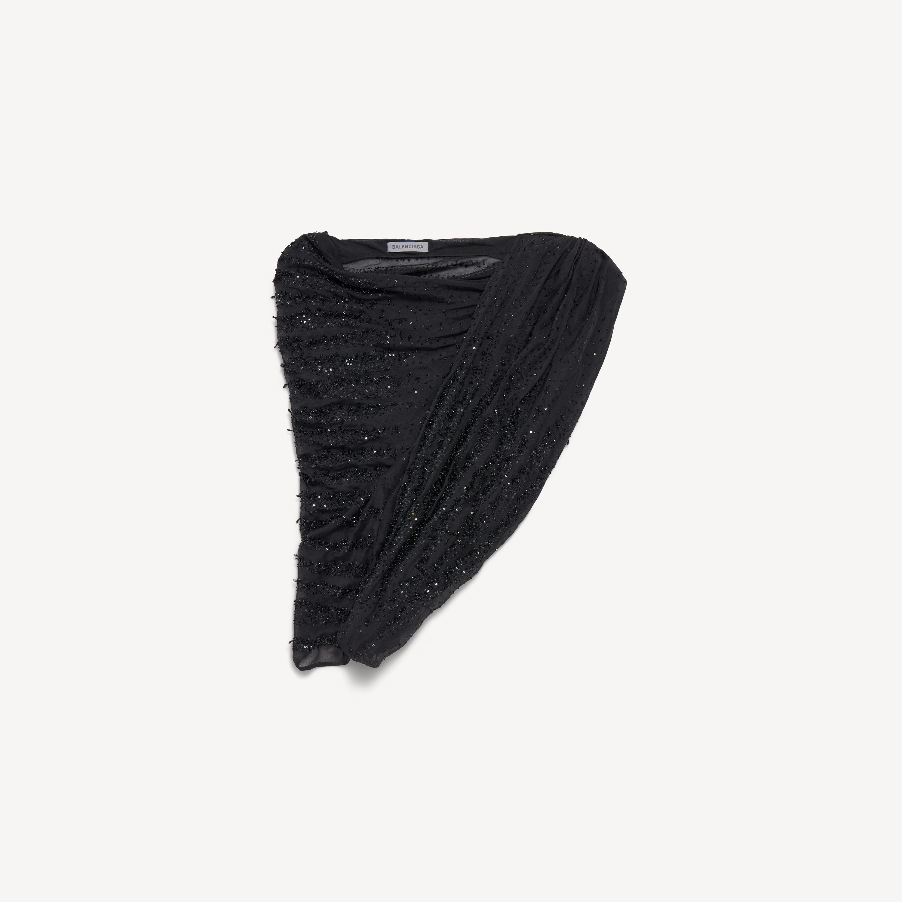 Balenciaga embroidered one shoulder draped top