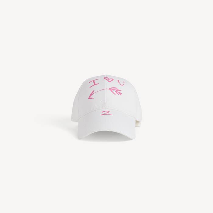 Men's I<3 U Cap in White - Men | Balenciaga United States EN - Image 1