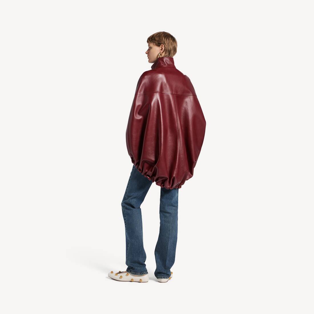 Women's Short Cape in Burgundy | Balenciaga United Kingdom EN - Image 4
