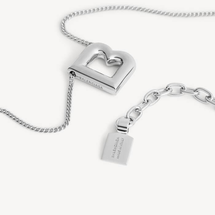 B Necklace in Shiny Silver | Balenciaga United Kingdom EN - Image 3