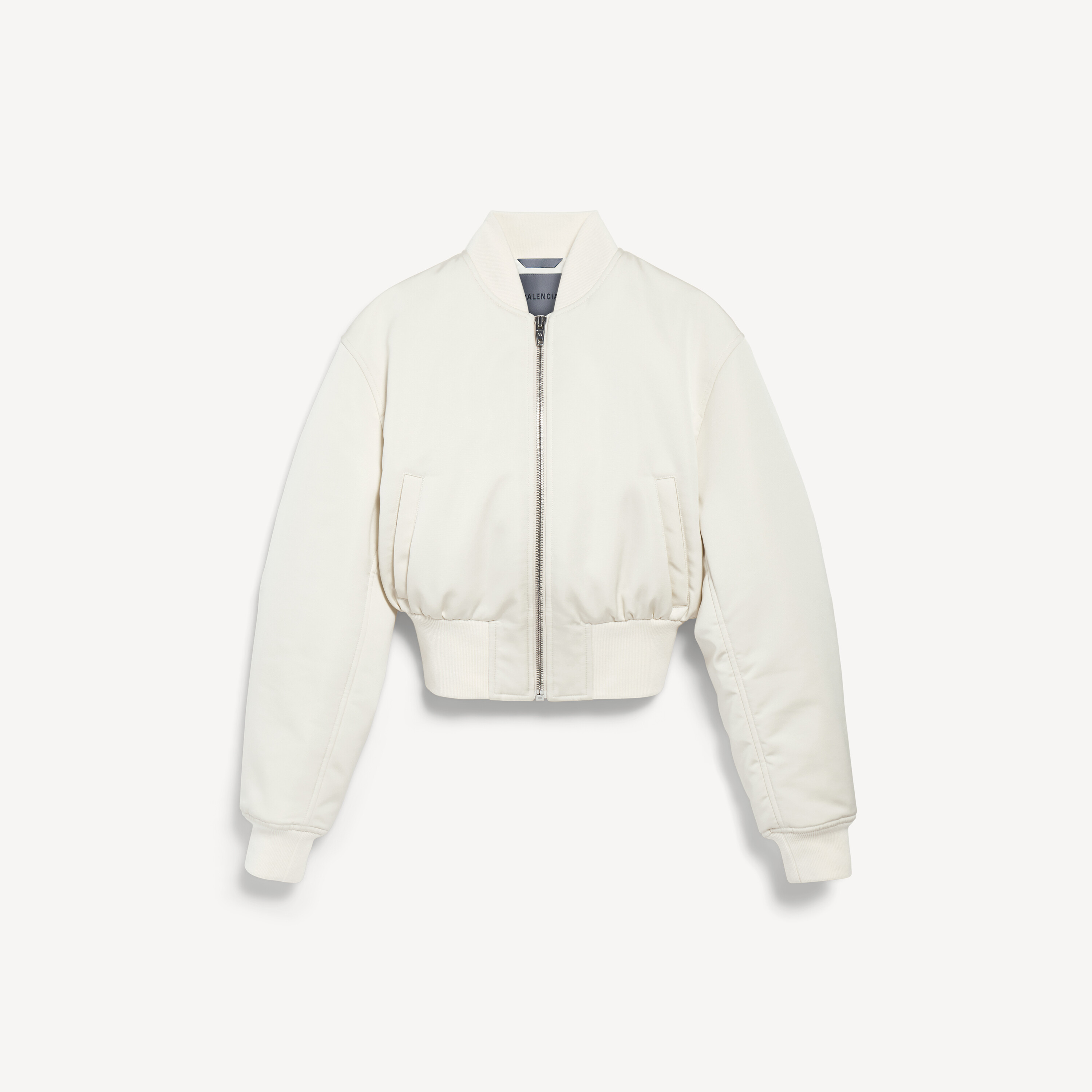 Women's Cropped Bomber Jacket in Ivory