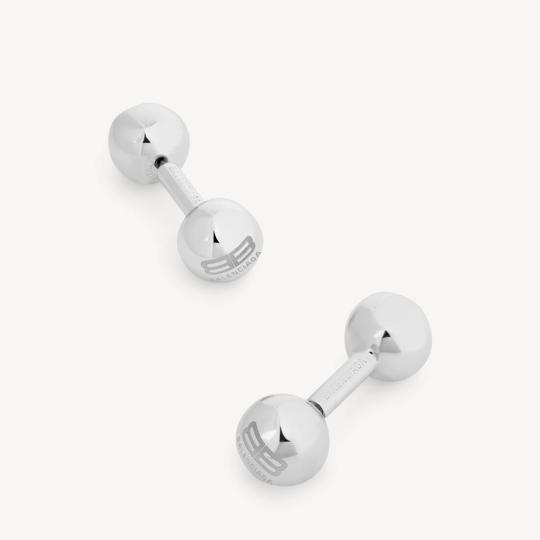 Boucles D&rsquo;oreilles Tige Atom in Argent&eacute; Brillant | Balenciaga Belgique FR - Image 2