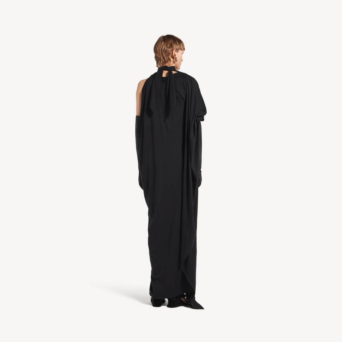 Women's The Door Long Draped Dress in Black | Balenciaga United States EN - Image 4