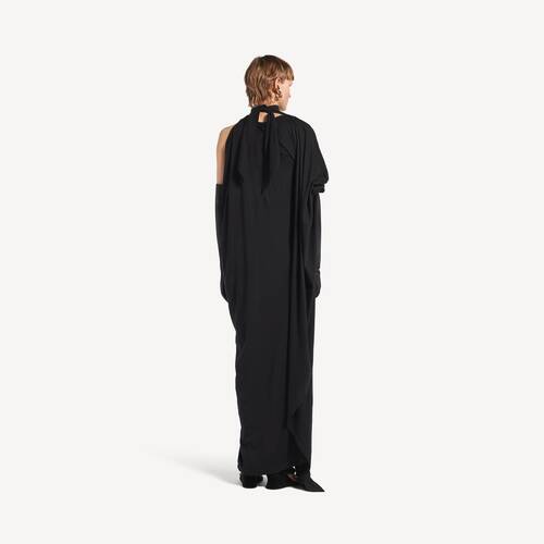 the door long draped dress