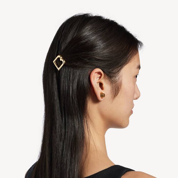 Women's B Hairclips in Shiny Gold - Women | Balenciaga United Kingdom EN - Image 2
