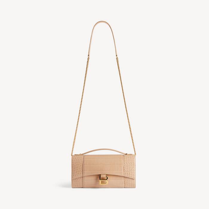 Hourglass Pochette With Chain Nude