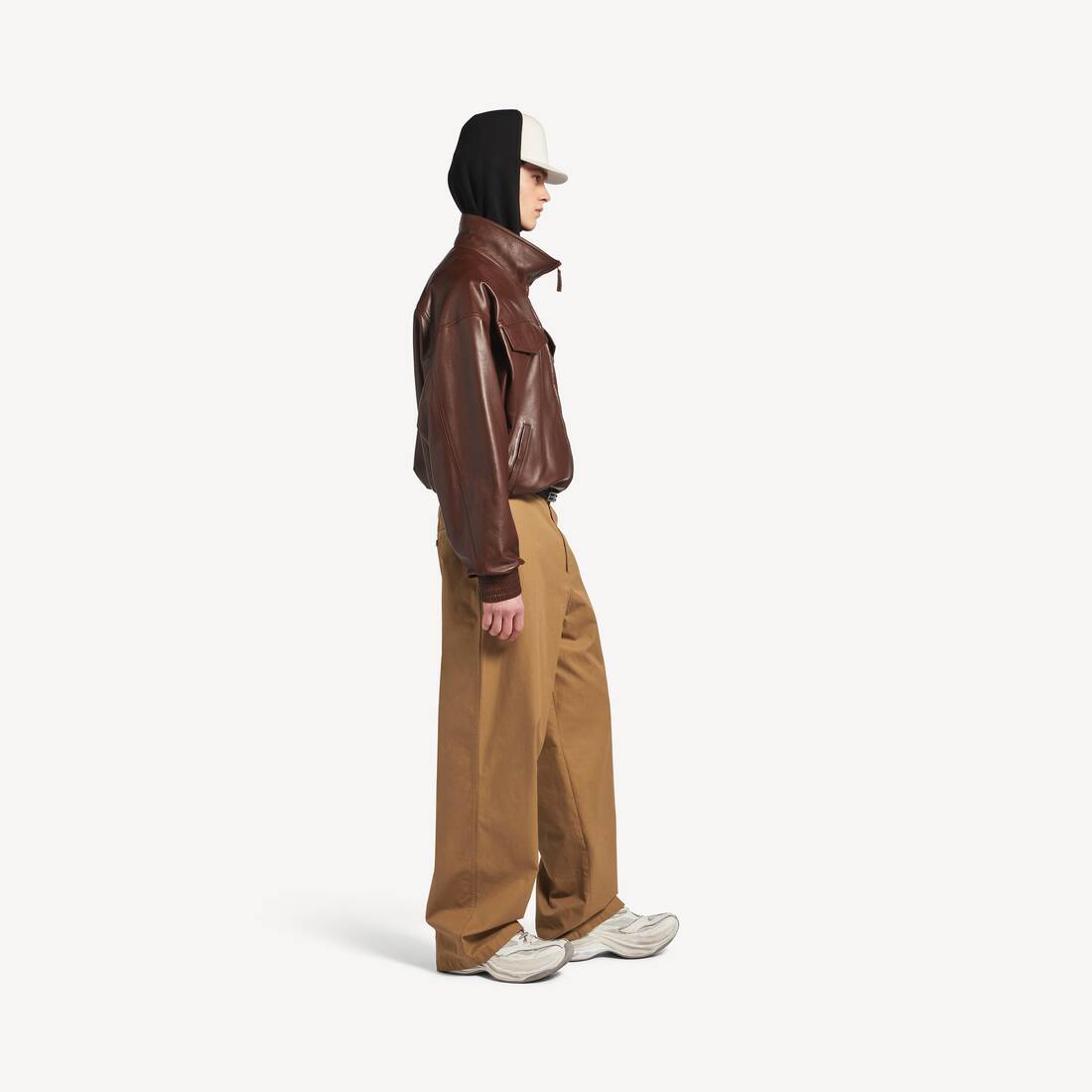Men's High Collar Bomber in Castor | Balenciaga Lithuania EN - Image 3