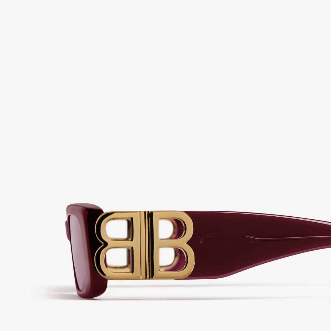 Women's Dynasty Rectangle Sunglasses in Dark Burgundy | Balenciaga Netherlands EN - Image 4