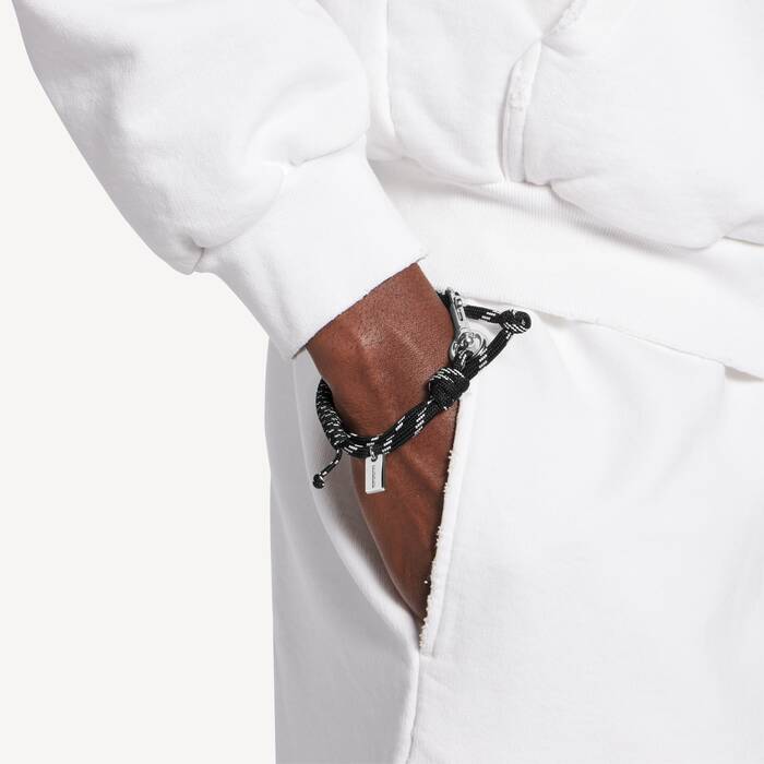 Bracelet Cordon Malibu en Noir/blanc/argent&eacute; Brillant | Balenciaga Suisse FR - Image 2