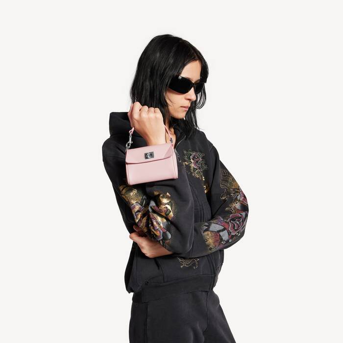 Women's Rodeo Micro Bag Charm in Suede Pink - Women | Balenciaga Canada EN - Image 2