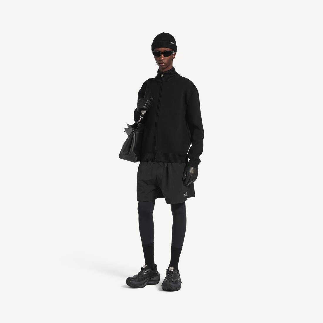 Men's Knitted Zip-up Cardigan With Patches in Black | Balenciaga Australia EN - Image 2