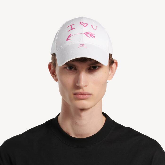 Men's I<3 U Cap in White - Men | Balenciaga United States EN - Image 2
