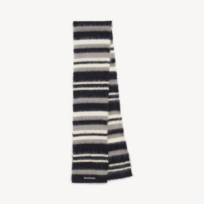 Women's Striped Scarf in Black/white/grey - Women | Balenciaga United States EN - Image 1