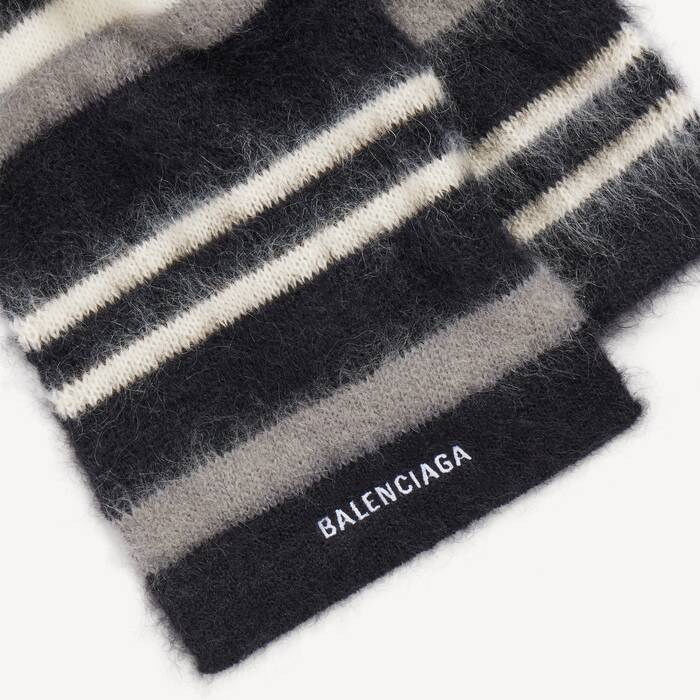 Women's Striped Scarf in Black/white/grey - Women | Balenciaga United States EN - Image 3